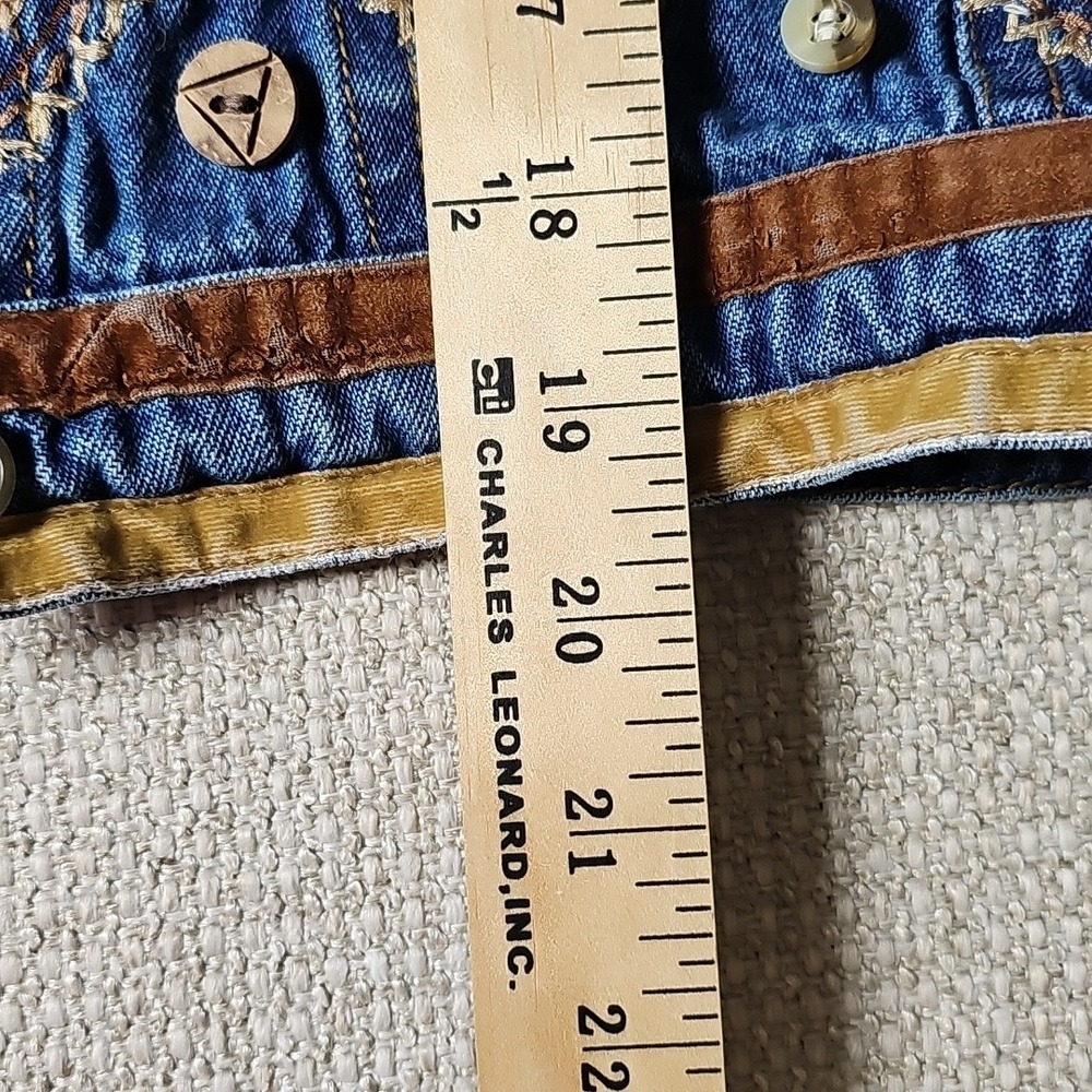 Boho Casual Embelished Denim Vest with Brown Stiching and button Accents Large - Picture 6 of 10